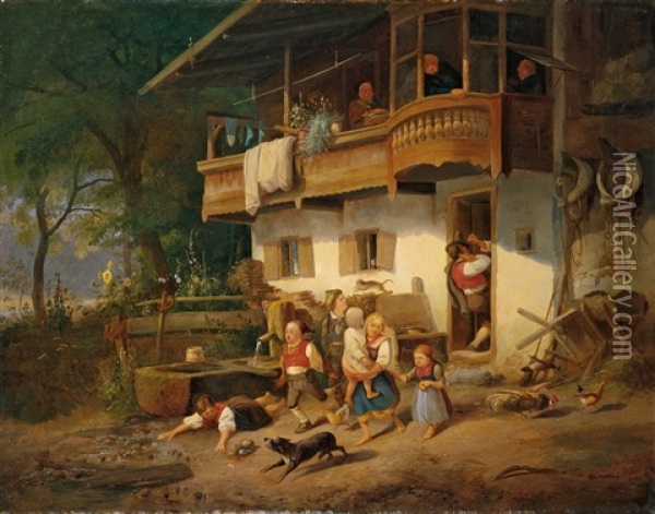 Die Vertreibung Aus Dem Bauernhaus Oil Painting - Heinrich Marr