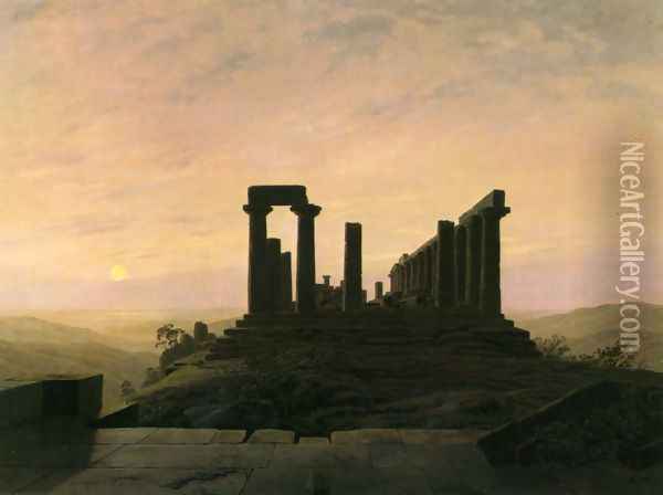 Temple in Agrient Oil Painting - Caspar David Friedrich