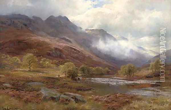 In the Trossachs Oil Painting - James Henry Crossland