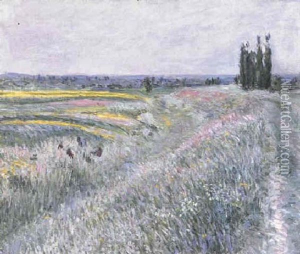 La Plaine De Gennevilliers, Groupe De Peupliers Oil Painting - Gustave Caillebotte