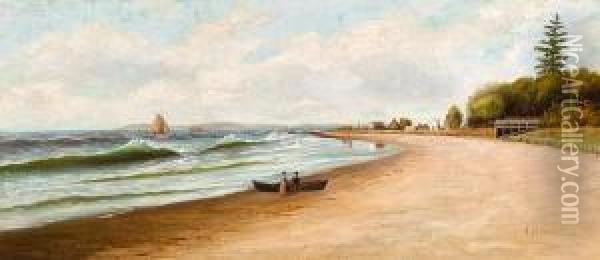 Beach At Ventura, California Oil Painting - Albert Horatio Slade