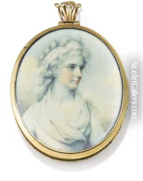 Portrait Miniature D'une Aristocrate Oil Painting - John Donaldson