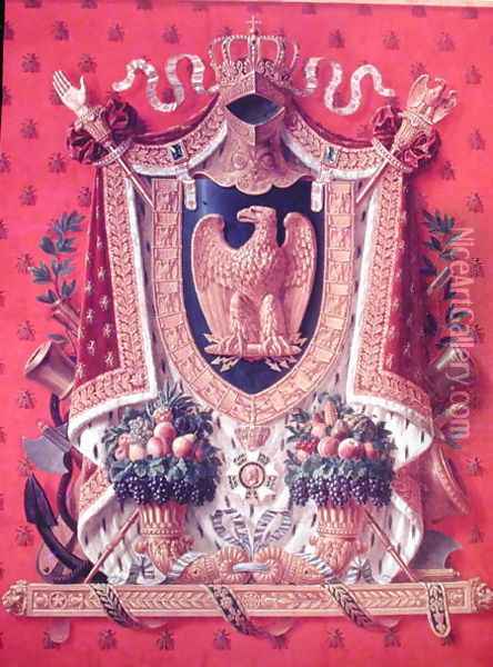 Coat of Arms of the French Empire, design for a tapestry, 1808 Oil Painting - Saint-Ange-Desmaisons, Louis