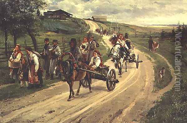 Return from the Fair, 1883 Oil Painting - Illarion Mikhailovich Prianishnikov