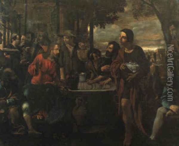 Cristo In Emmaus Oil Painting - Angelo Caroselli