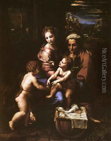 The Holy Family, or La Perla Oil Painting - Raffaelo Sanzio