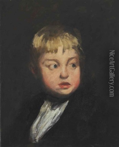 Head Of A Boy Oil Painting - George Bellows
