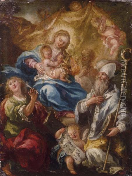 Madonna Con Bambino, Santi Eangeli Oil Painting - Giacomo del Po