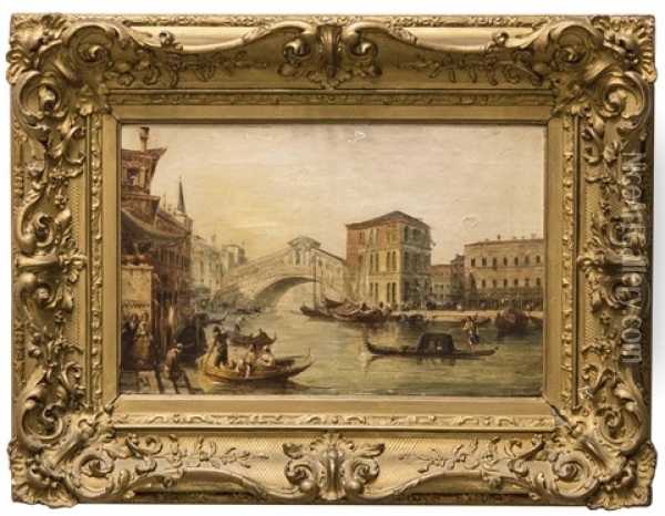 Folkliv Vid Rialto-bron, Venedig Oil Painting - Edward Pritchett