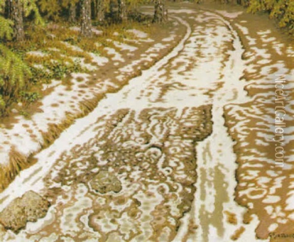 Hjulspar Oil Painting - Gustaf Fjaestad