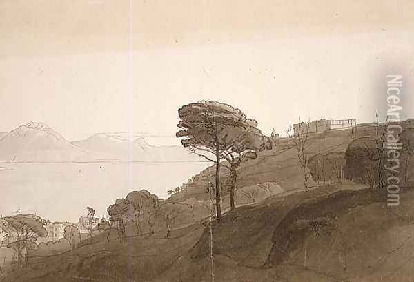 View of the Bay of Naples and Mt. Lactarius, 1781 Oil Painting - Francis Towne