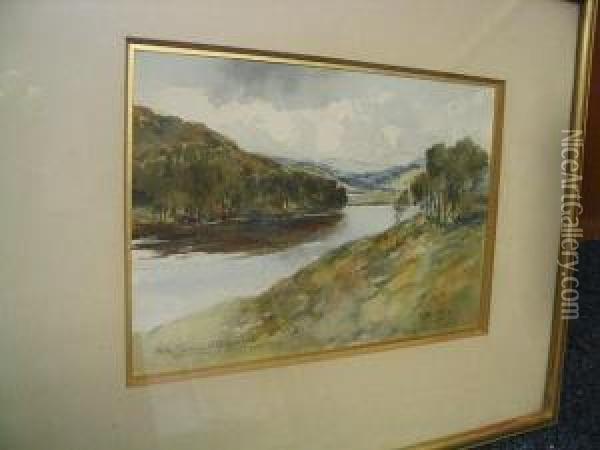 On The Tweed At Abbotsford Oil Painting - Thomas Marjoribanks Hay