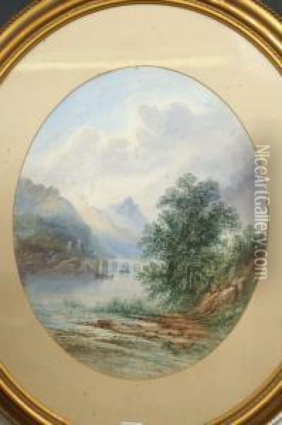 Continental River Landscape Oil Painting - Edwin Earp