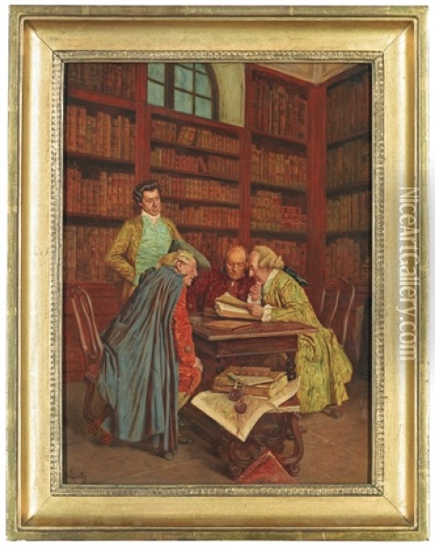 The Library Oil Painting - Wilhelm Loewith