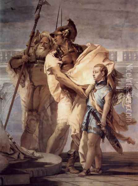 Frescoes in the Villa Vallmarana, Vicenca, scene Aenaeas presents Dido, Queen of Carthage Erbauerin Oil Painting - Giovanni Battista Tiepolo