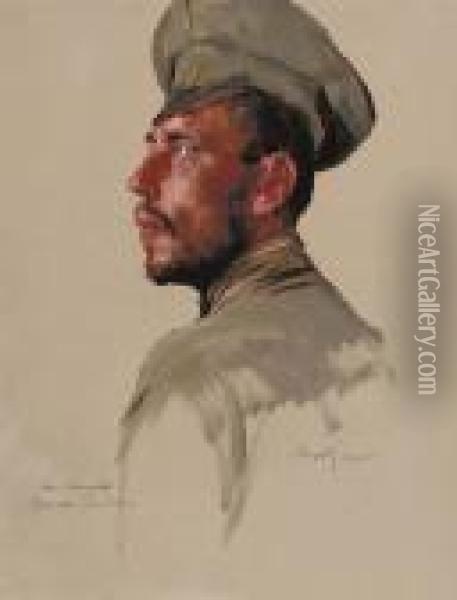 Portrait Of A Russian Soldier Oil Painting - Max Friedrich Rabes