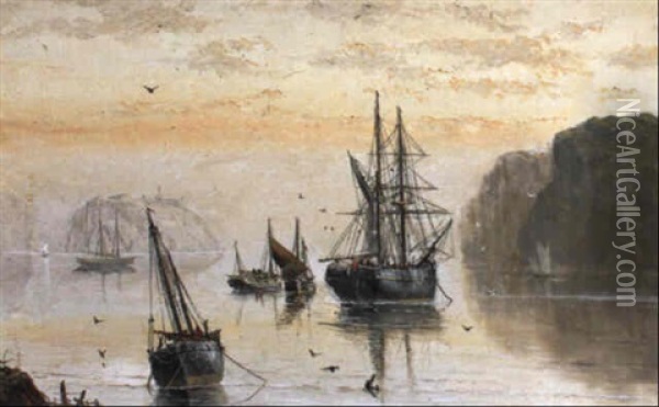 Fishing Boats And Moorings Oil Painting - Isaac Walter Jenner