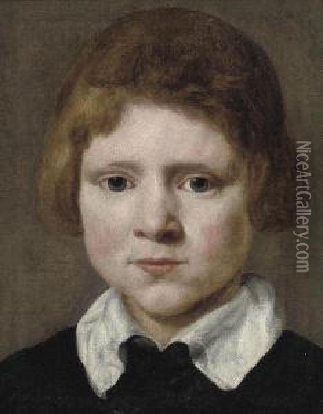 Portrait Of A Young Boy, Bust-length, In Black Oil Painting - Michiel Sweerts