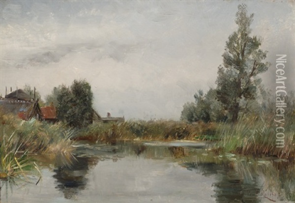 View Of A Lake Oil Painting - Willem Elisa Roelofs