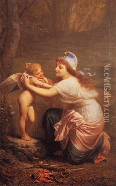 Nymph And Putto Oil Painting - Henri Pierre Picou