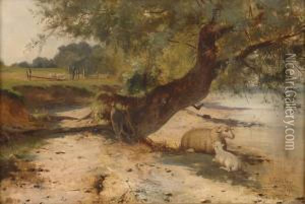 Sommerliche Seenlandschaft. Oil Painting - Friedrich Otto Gebler
