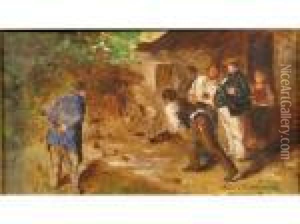 La Partie De Petanque Oil Painting - Alphonse de Neuville