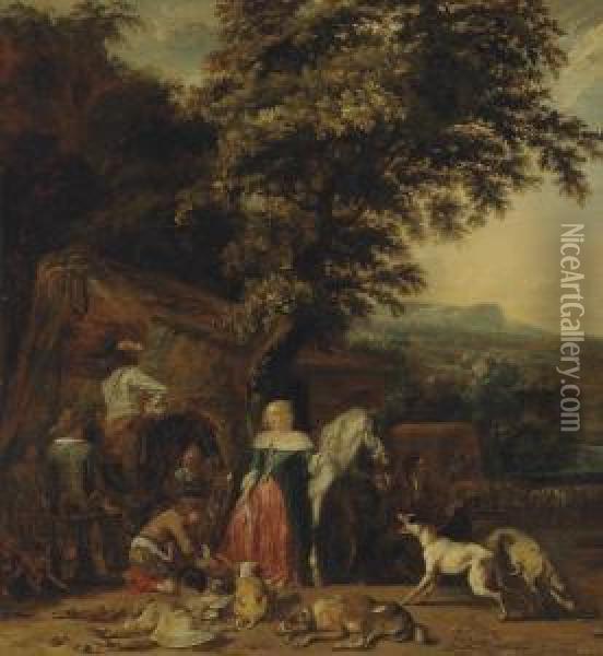 The Hunting Party Oil Painting - Abraham Hondius