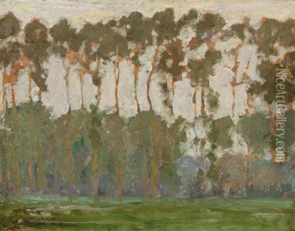 Poplars Oil Painting - Emanuel Phillips Fox