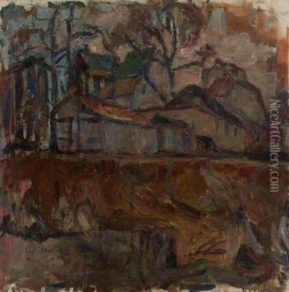 Autumn At The Farm/ Spring At The Farm (double-sided) Oil Painting - Abraham Manievich