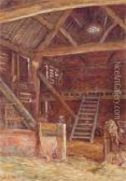 Interior Of A Barn Oil Painting - Cyril Ward