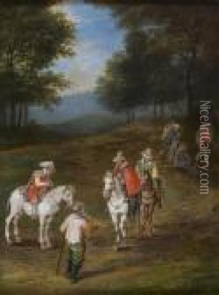 Des Cavaliers Dans Un Paysage Oil Painting - Theobald Michau