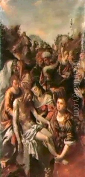 La Pieta Ed Altre Scene In Un Paesaggio Oil Painting - Giuseppe Mazzuoli