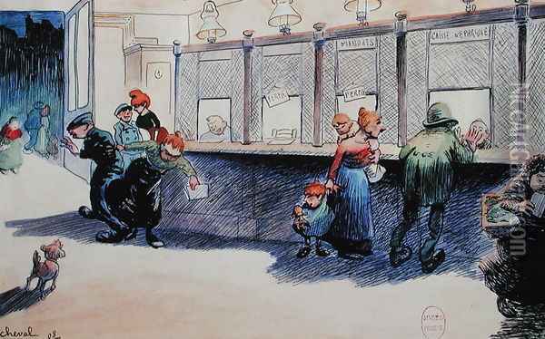 Post Office Counter, 1908 Oil Painting - Joseph Ferdinand Cheval
