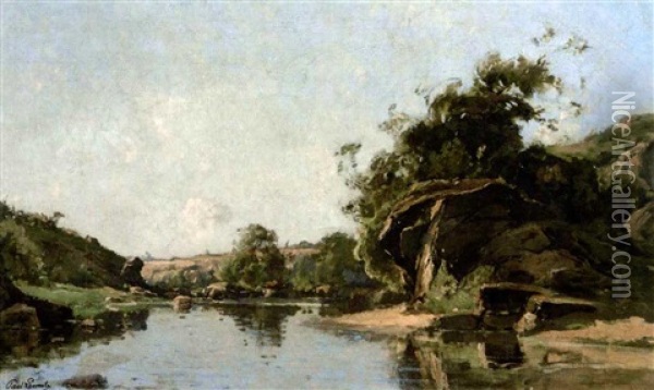 Flusslandschaft Oil Painting - Paul Lecomte