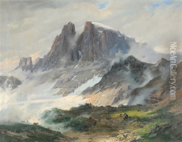 Oberhalb Braunwald Oil Painting - Alexander Jules Von Soldenhoff
