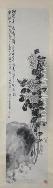Chrysanthemum Oil Painting - Wu Cangkan