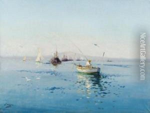 Barques Dans La Baie De Toulon Oil Painting - Paul Savigny