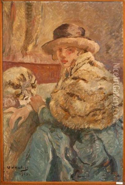 Jeune Femme Au Chapeau. 1918 Oil Painting - Otto Vautier