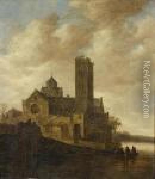 Paysage Fluvial Domine Par Une Eglise Oil Painting - Jan van Goyen