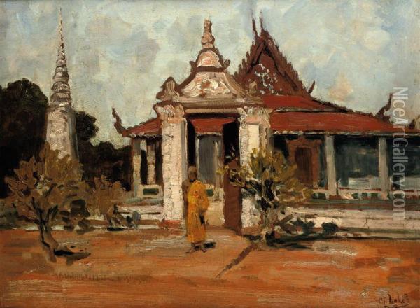Bhoeddistische Monnik Pnom Penh - Buddhist Monk Oil Painting - Carel Lodewijk, Dake Jr.
