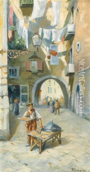 Der Strassenverkaufer In Neapel Oil Painting - Oscar Ricciardi