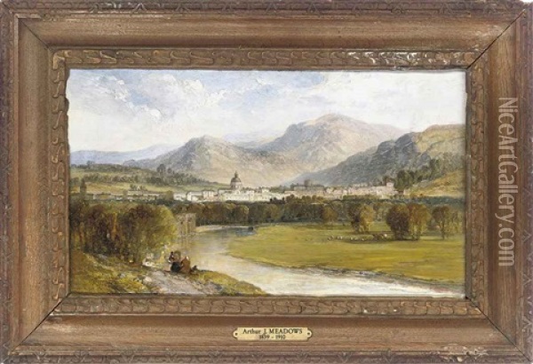 A View Of Lake Como, Italy Oil Painting - Arthur Joseph Meadows