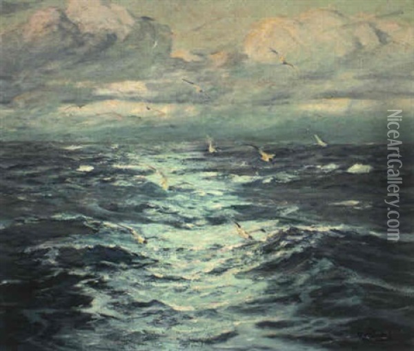 Wake Of Ship Oil Painting - William Ritschel