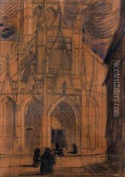 La Cathedrale De Rouen Oil Painting - Georges-Victor Hugo