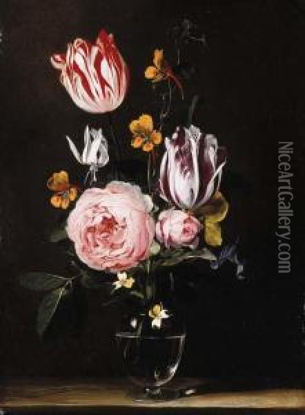 Roses, Tulips, Primroses And Other Flowers Oil Painting - Jasper van der Lanen