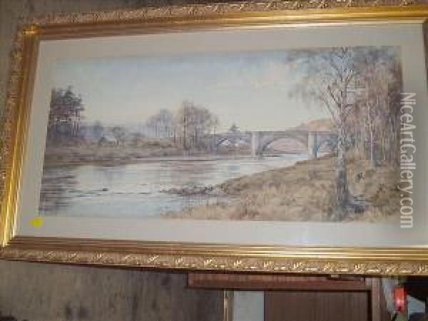 A Bridge Inaberdeenshire Oil Painting - Maude Parker