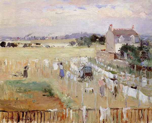 Hanging The Laundry Out To Dry Oil Painting - Berthe Morisot