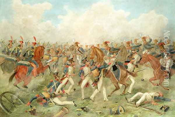 The Battle of Vittoria, June 2 st 1813 Oil Painting - John Augustus Atkinson