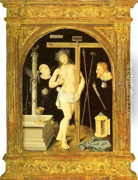 Man of Sorrow with Instruments of Lust Oil Painting - Aelbrecht Bouts