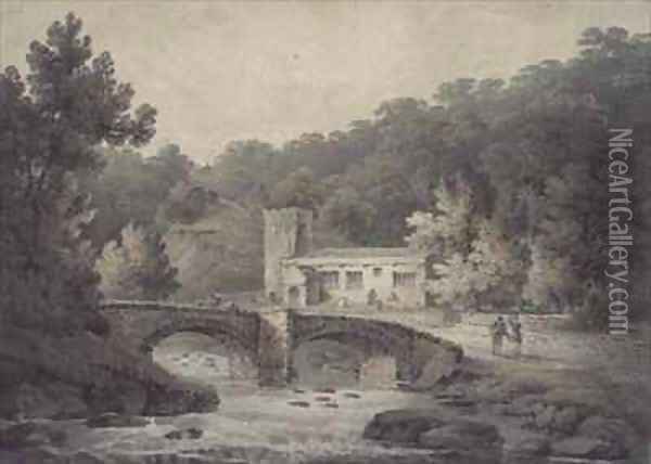 Church and Bridge, Hubberholme, Yorkshire Oil Painting - James Bourne